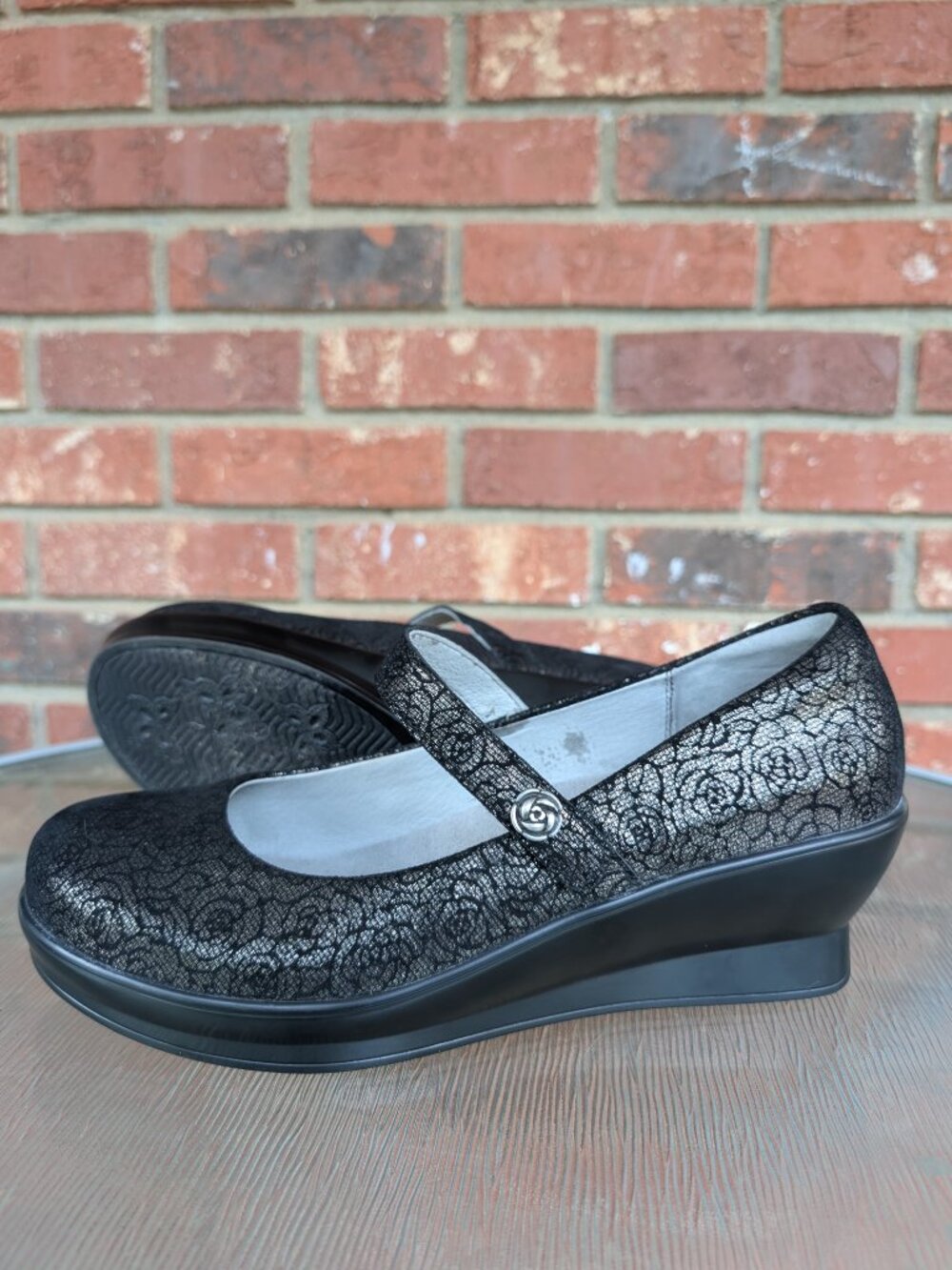 Women's Alegria Black Mary Jane Heels Shoes Size 11